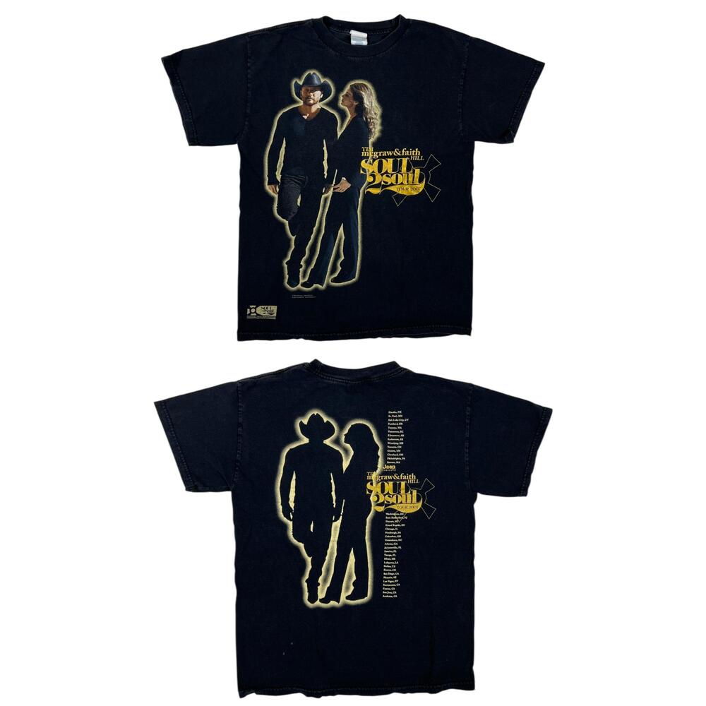 Tim McGraw Faith Hill Soul 2 Soul Tour T-Shirt Size Medium Black 2007 Concert